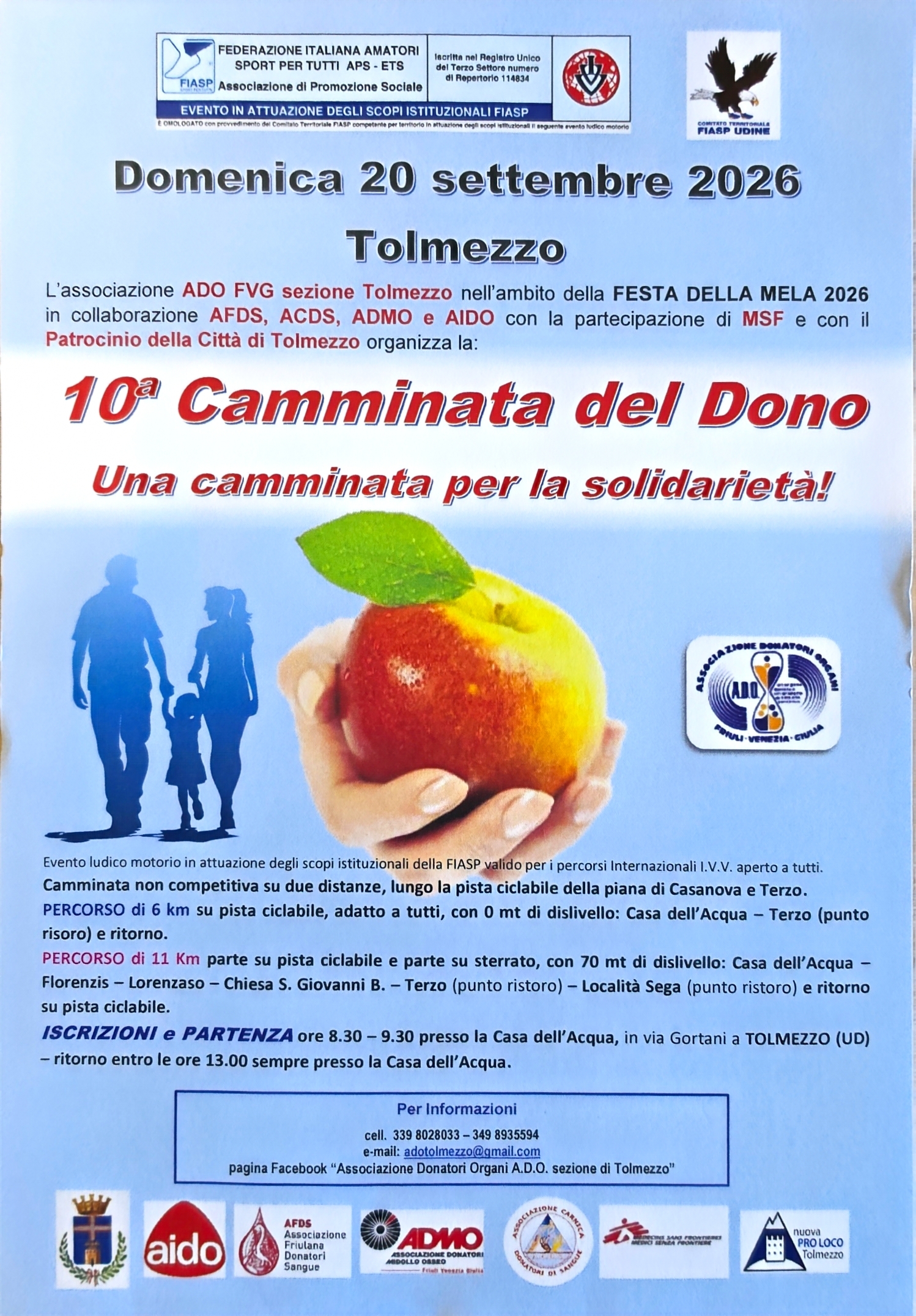 camminata del dono 2026 volantino
